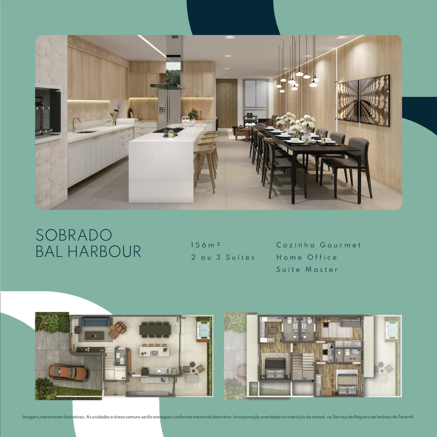 Palm 786 Home Club Sobrado Bal Harbour planta 156m2 Sarandi Maringá Ikapuy