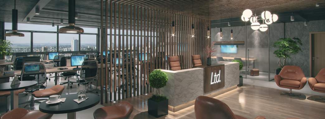 Planta da sala de 109m² do Phenom Centro Empresarial em Maringá
