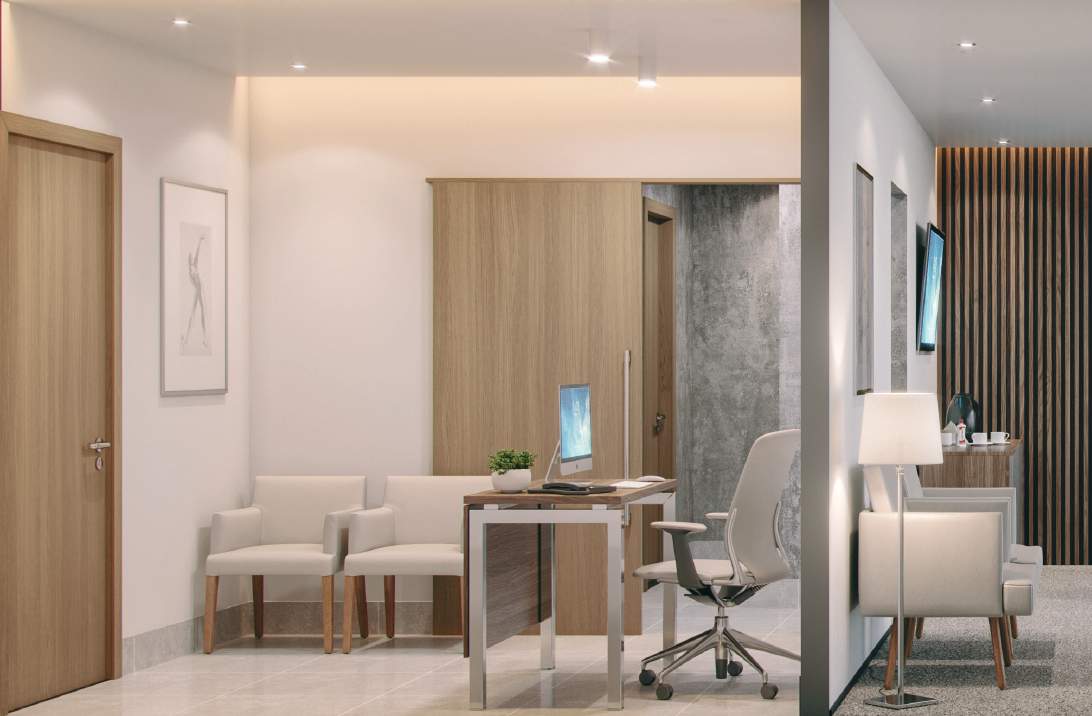Planta da sala de 46m² do Phenom Centro Empresarial Maringá