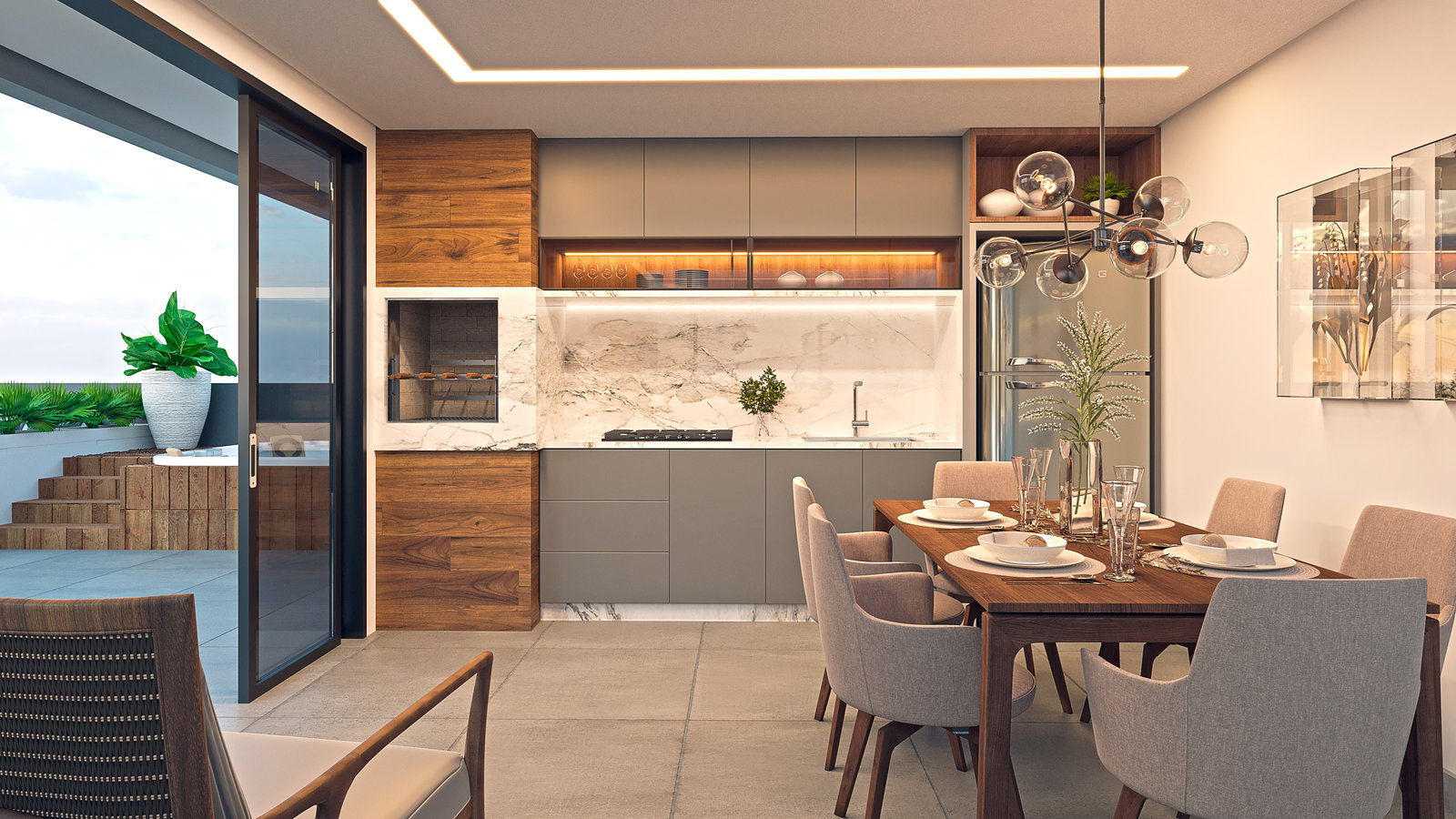 Espaço gourmet Plátano Residence Maringá