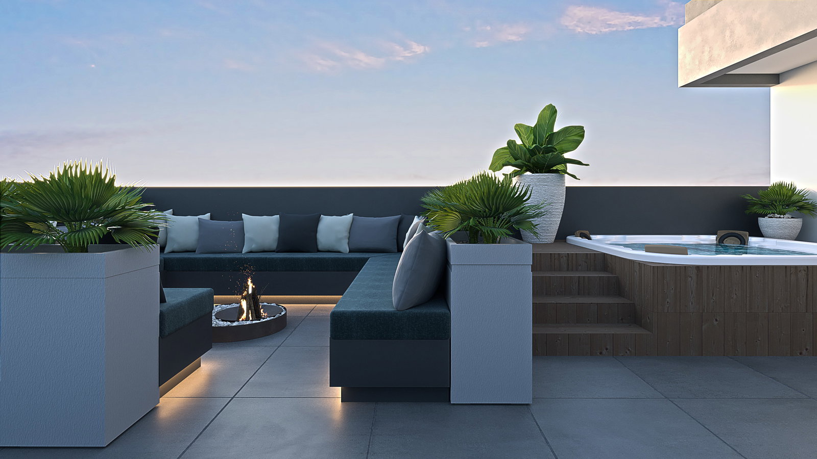 Área de lazer rooftop Plátano Residence