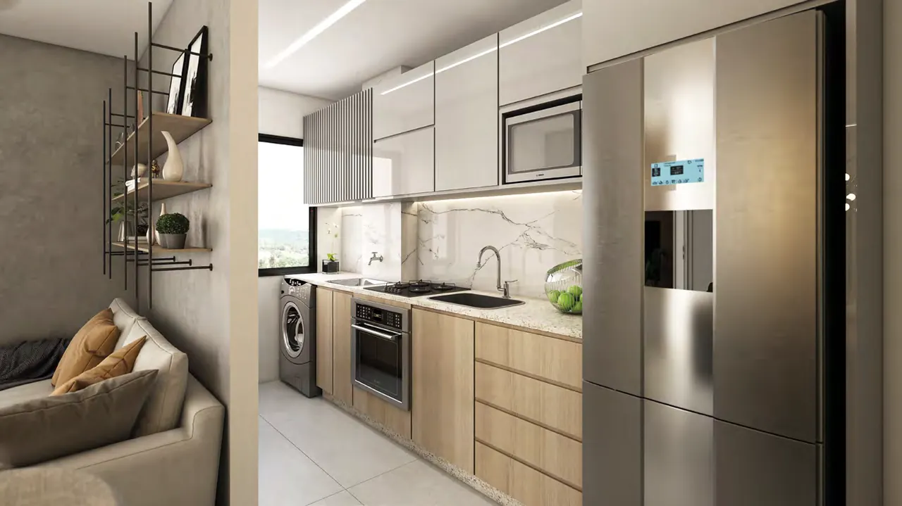 Cozinha do Porto Aurora — apartamento 2 quartos em Londrina
