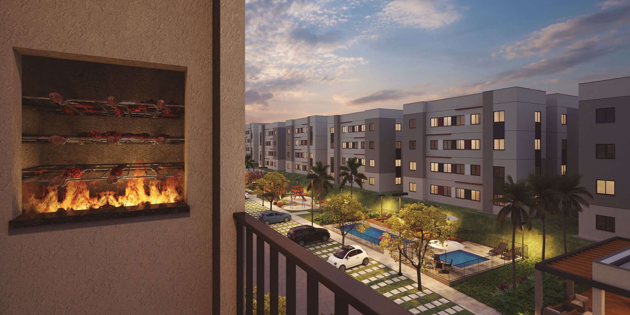 Planta tipo 1 Porto Reserva 42,56m² com sacada