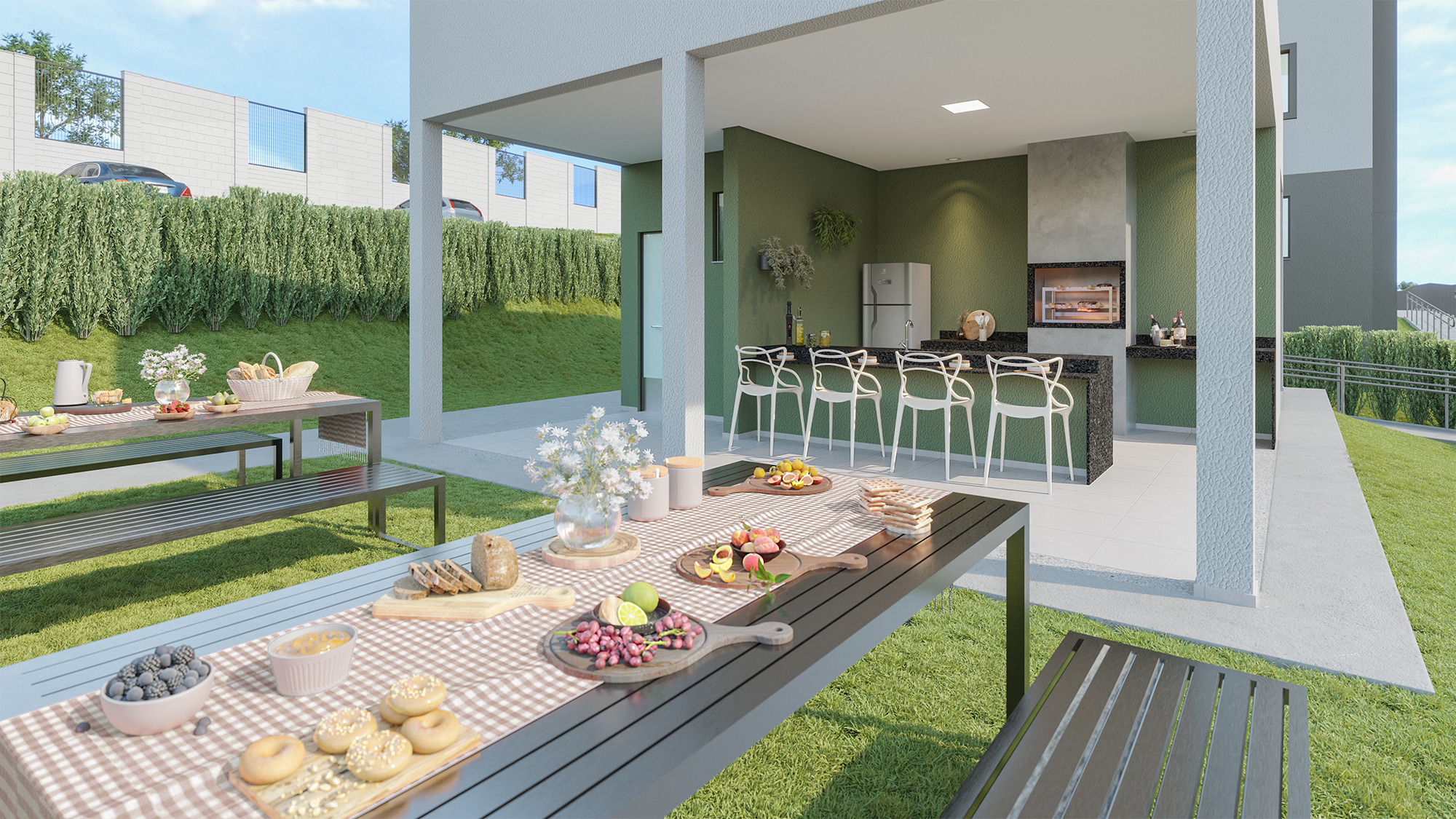 Espaço gourmet com churrasqueira Residencial Maiori