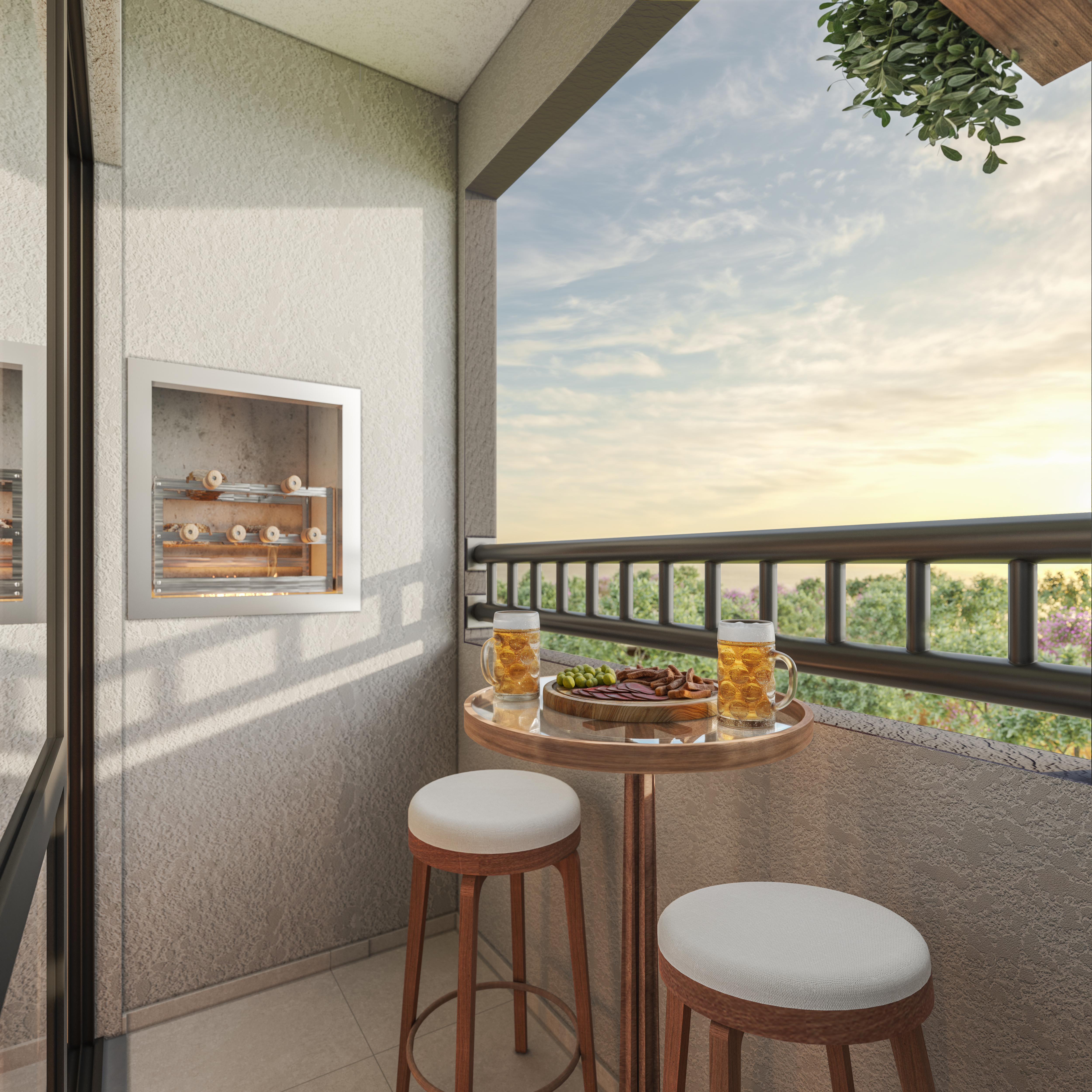 Sacada com churrasqueira apartamento Maiori