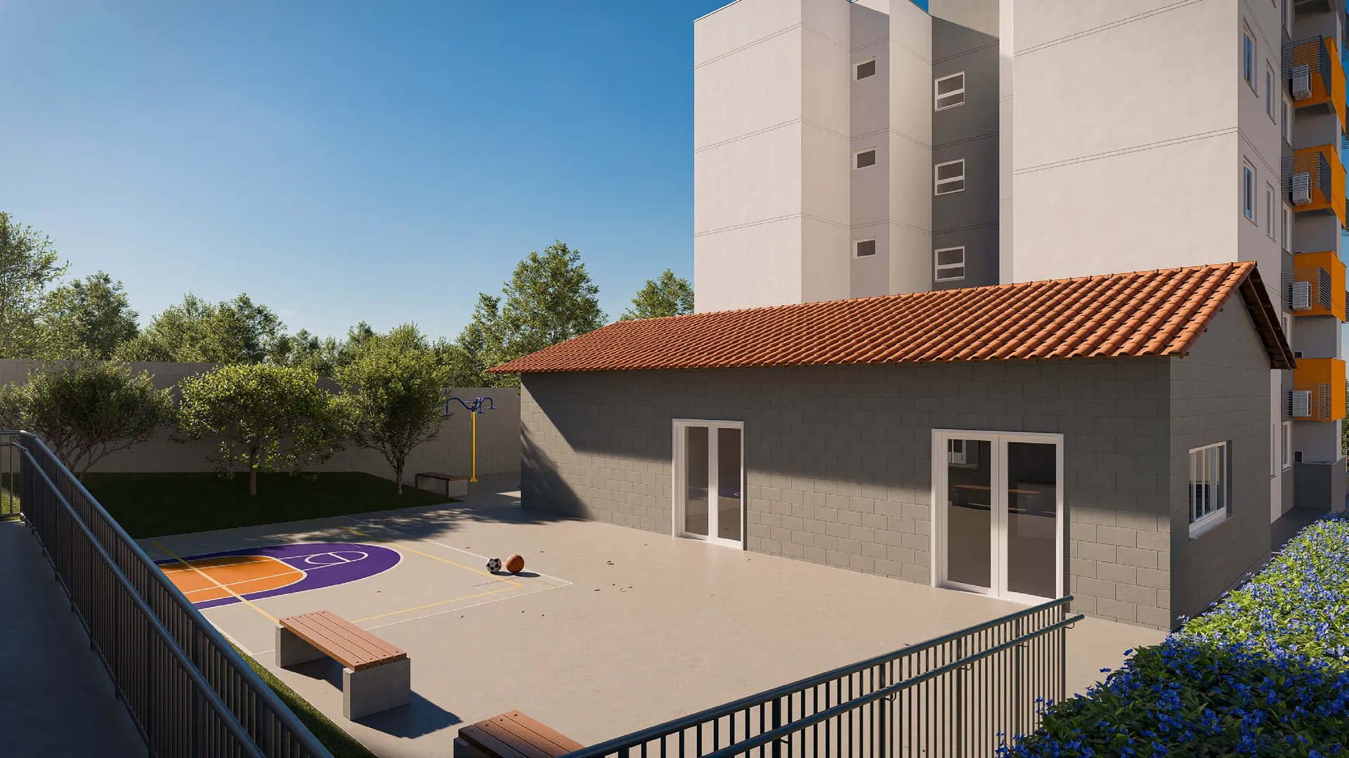 Mini quadra poliesportiva e salão de festas do Residencial Paulista, Maringá