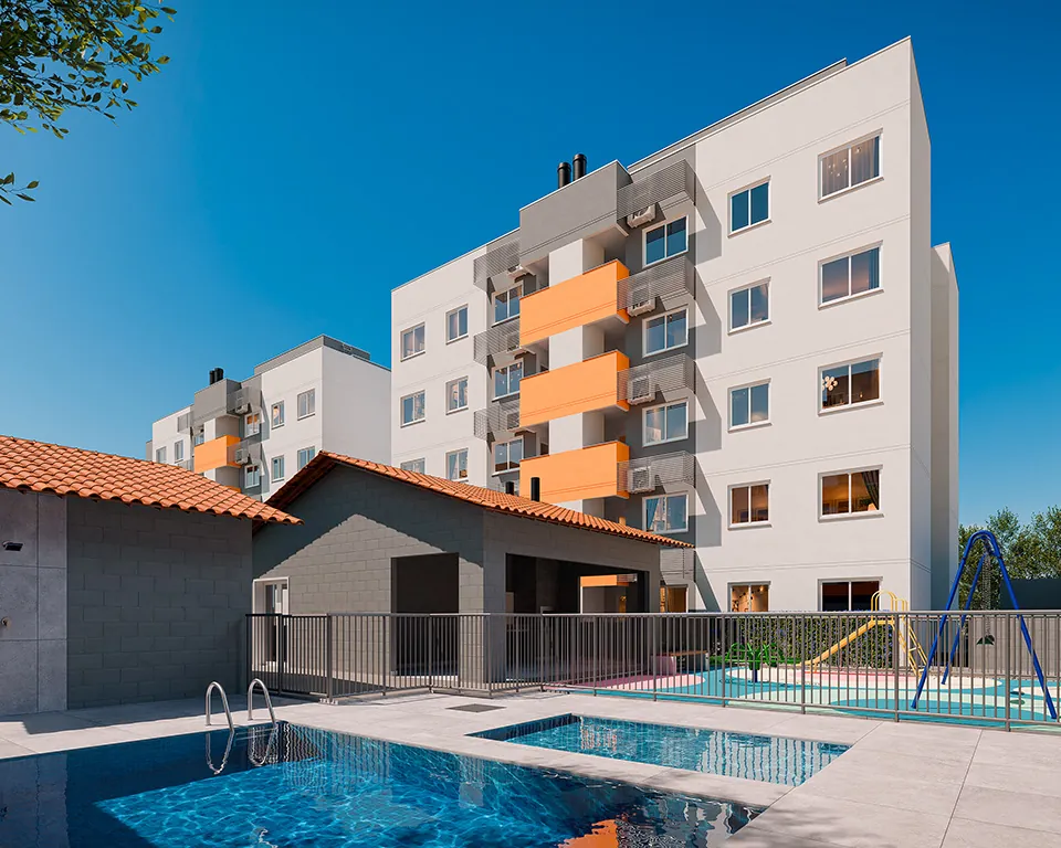 Piscina e quiosque gourmet do Residencial Paulista em Maringá