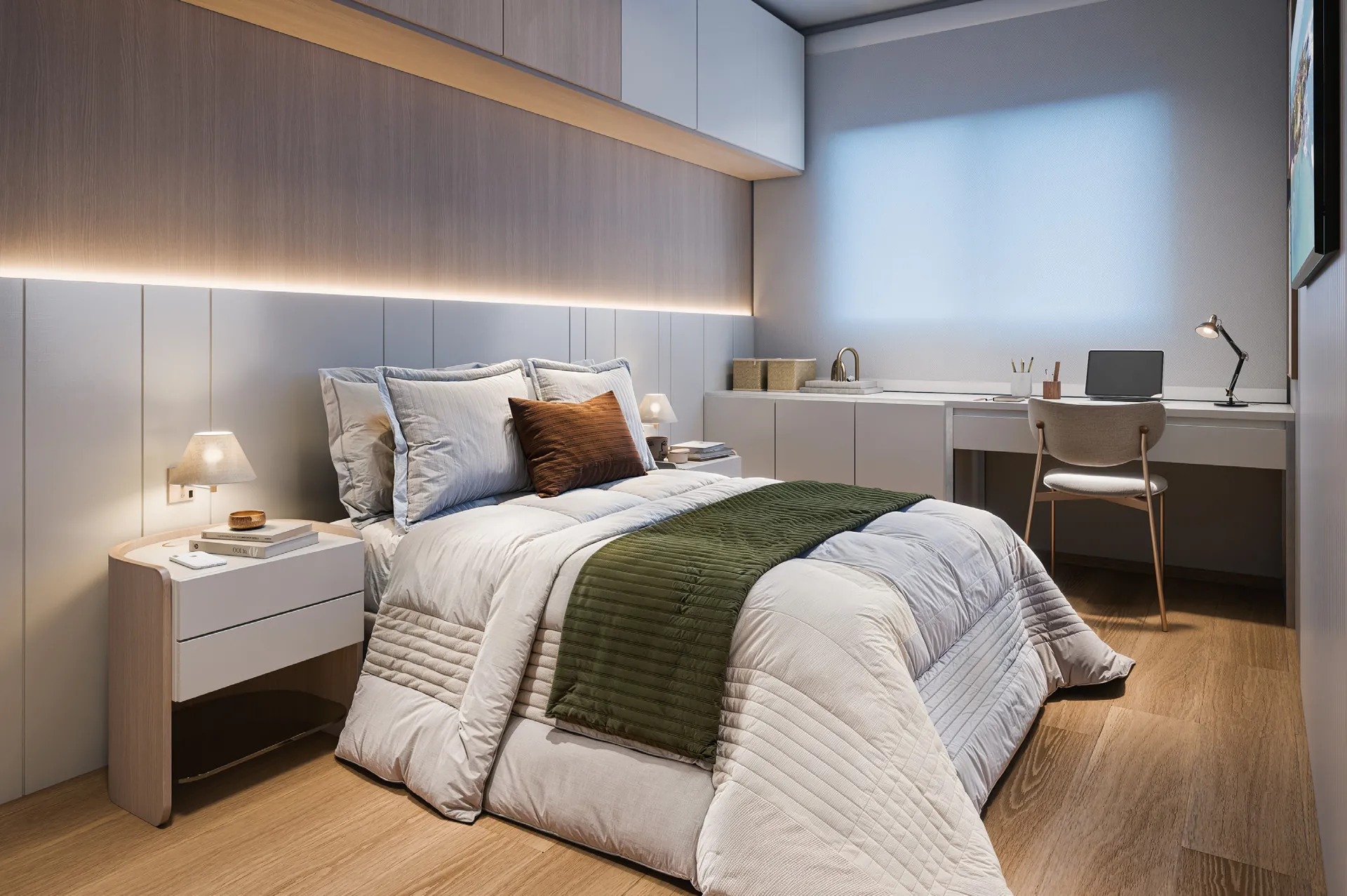 Quarto principal do apartamento de 2 quartos do Residencial Paulista em Maringá
