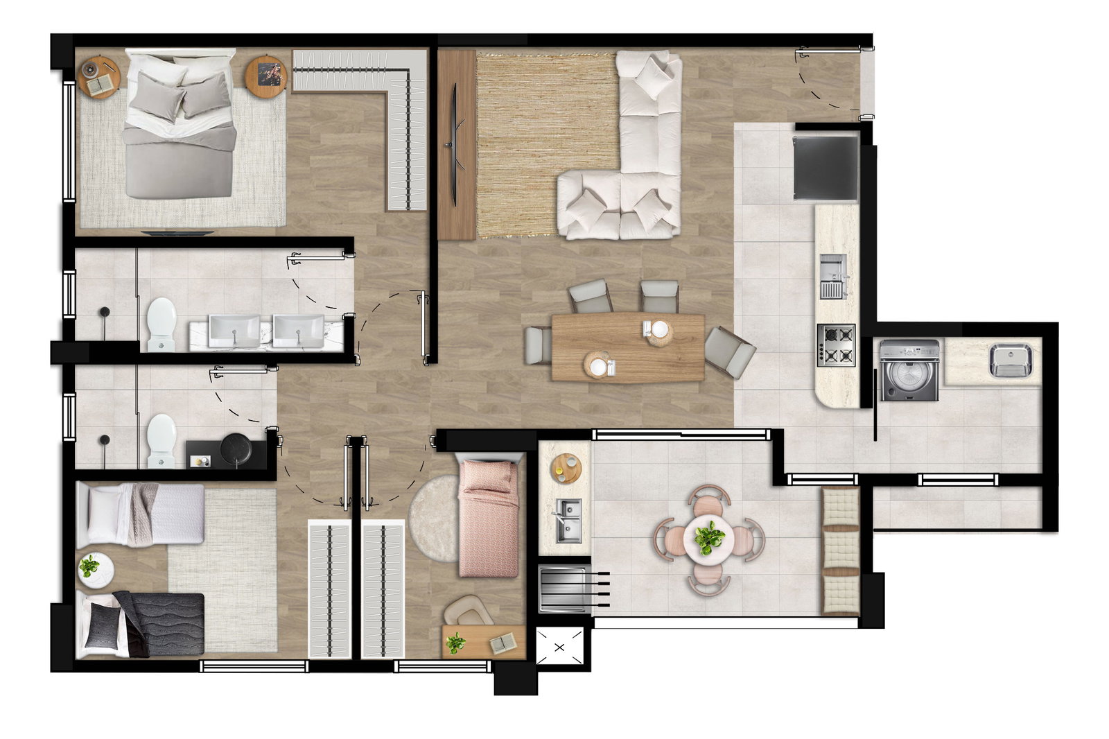 Planta apartamento 79,48m² Residencial Sequoia Maringá