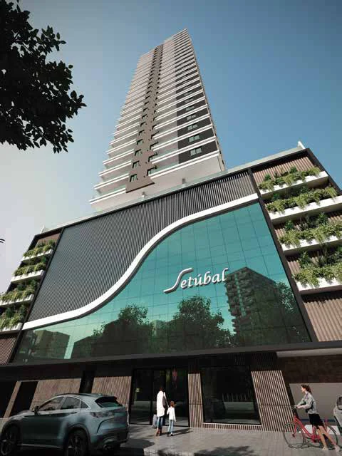 Fachada do Setúbal Península de em Balneário Perequê, Porto Belo, a poucos passos do mar