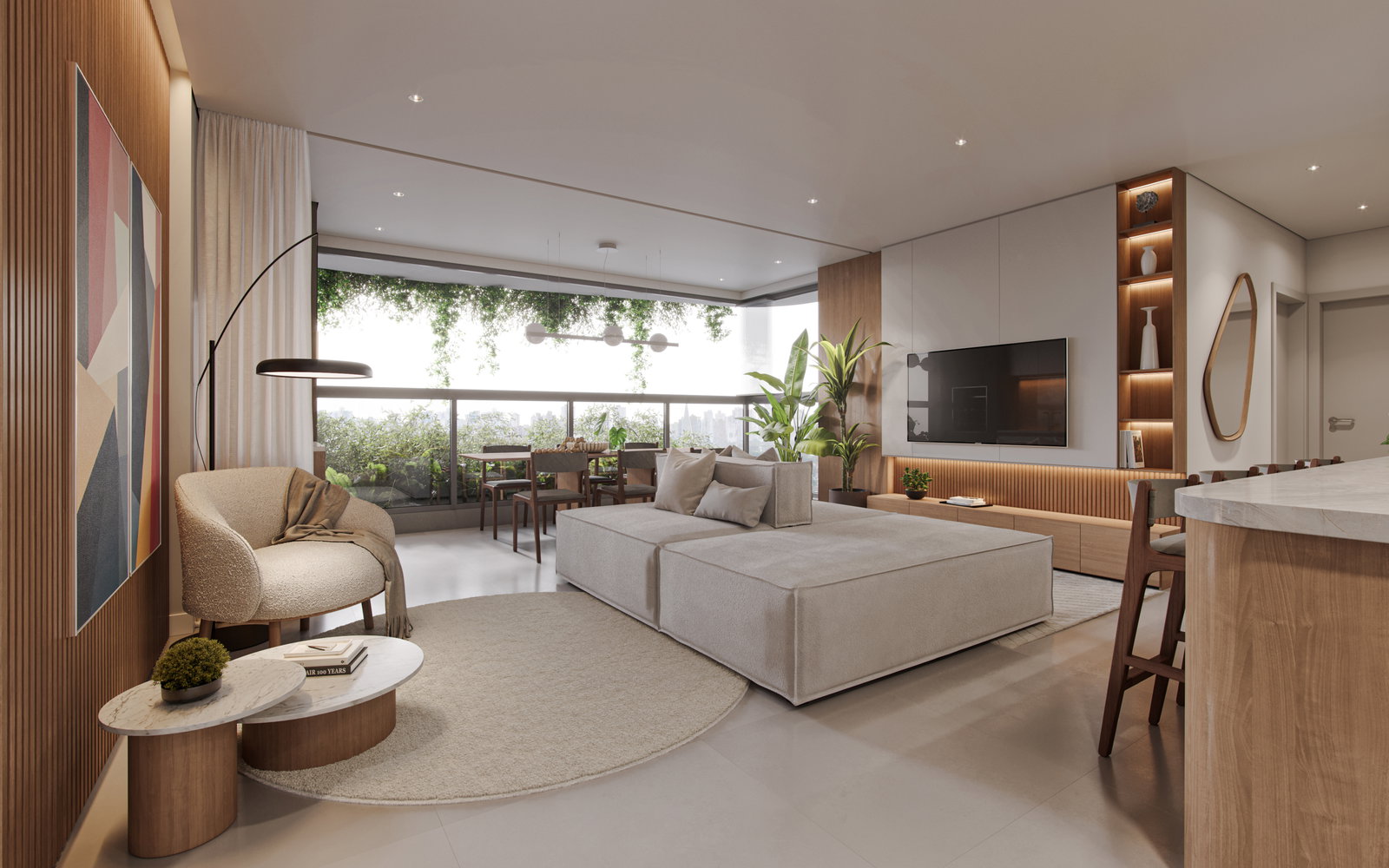 Living integrado apartamento Simbio Maringá