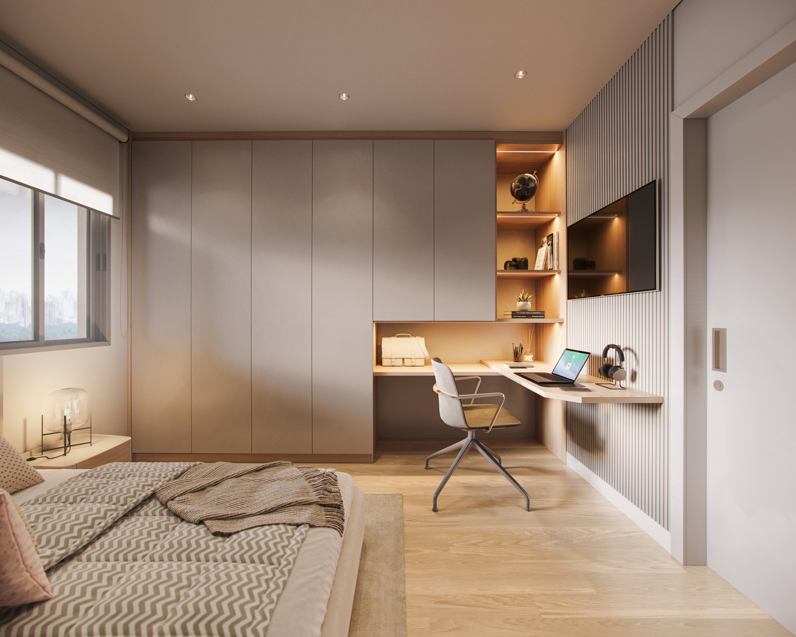 Suíte secundária apartamento Simbio Maringá