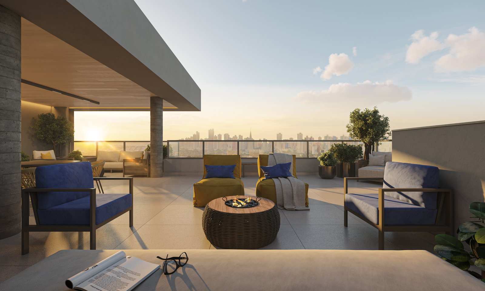 Rooftop Simbio com vista panorâmica de Maringá