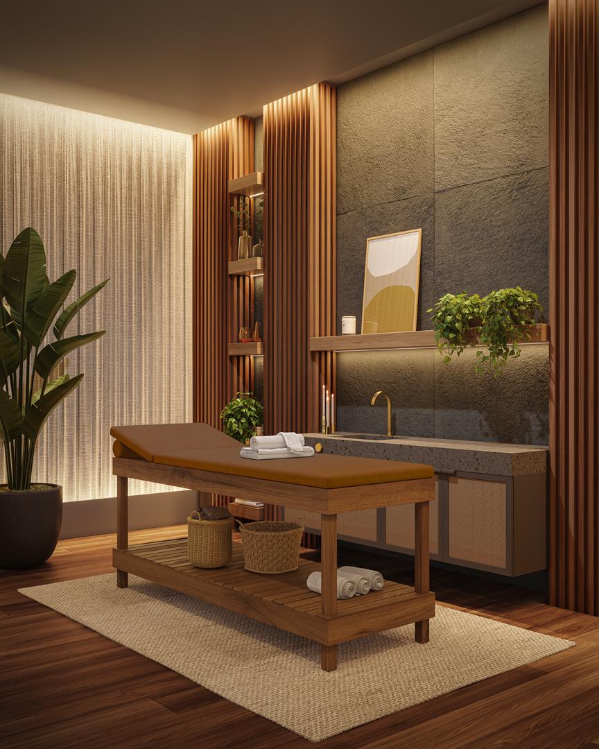 Sala de massagem do Solaia Exclusive Residences em Maringá