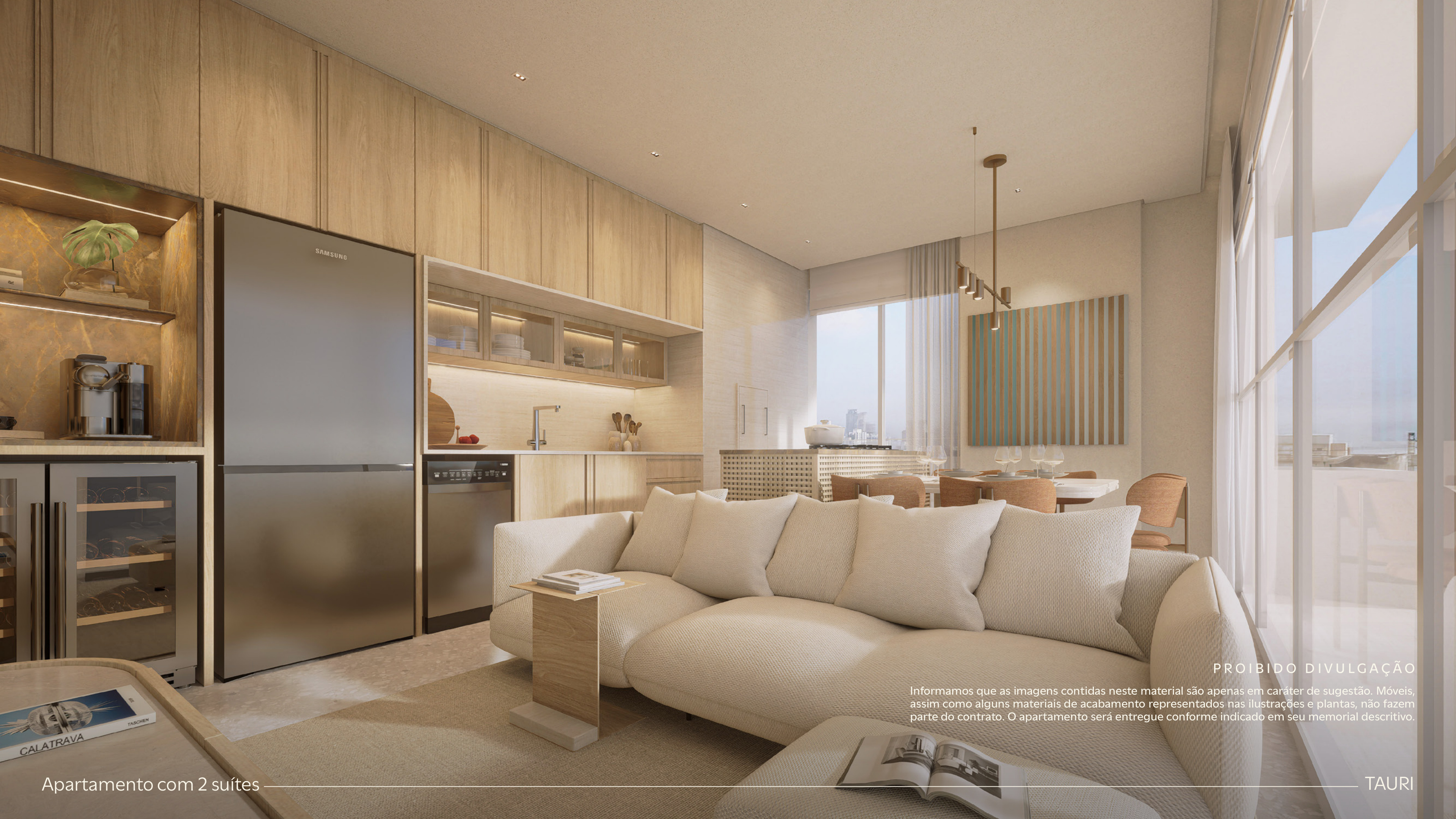 Sala de estar do Tauri Porto Belo apartamento 2 suítes