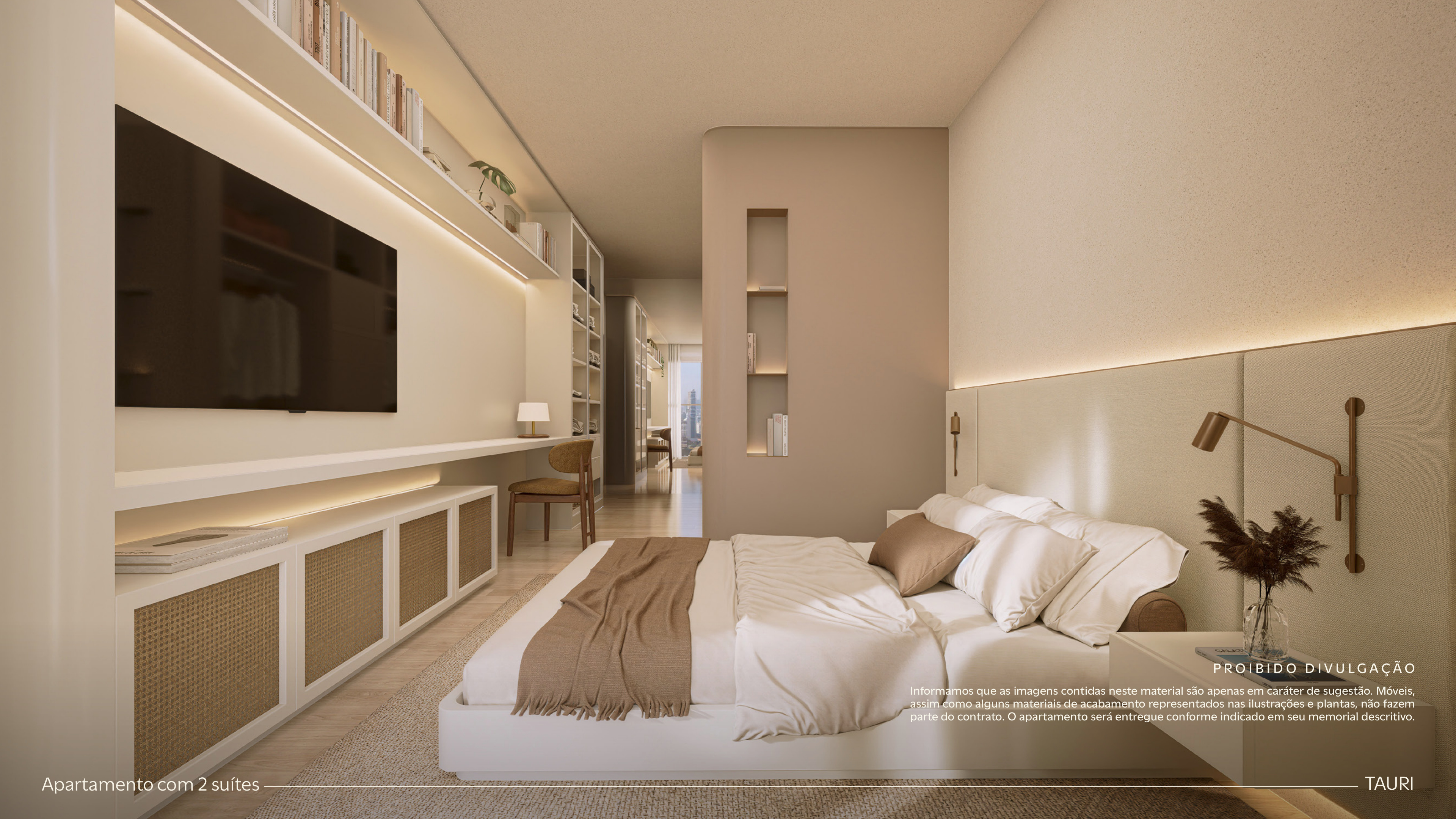 Suíte do apartamento Tauri 2 suítes Porto Belo