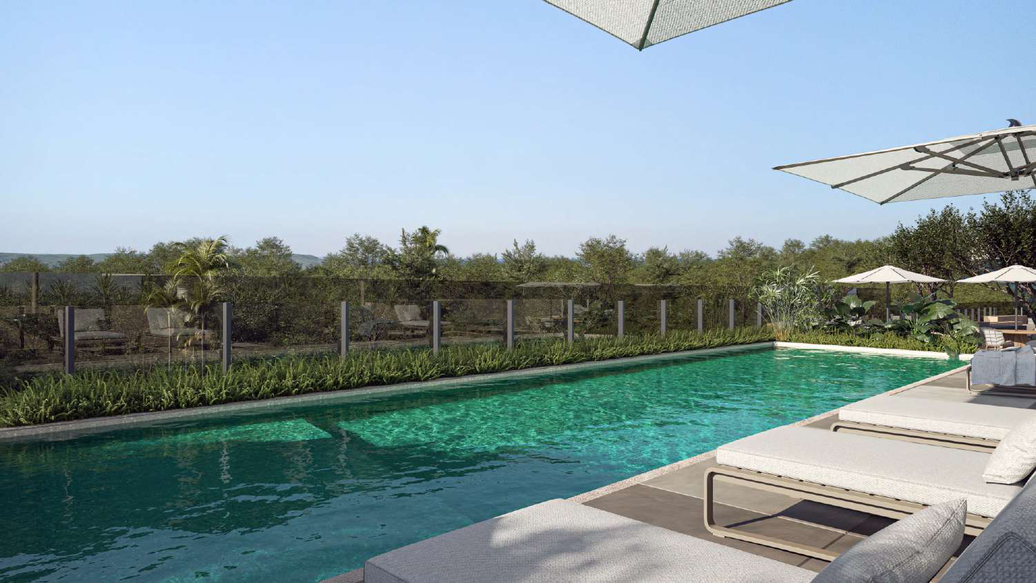 Piscina com prainha no rooftop Terraço Jardins Maringá