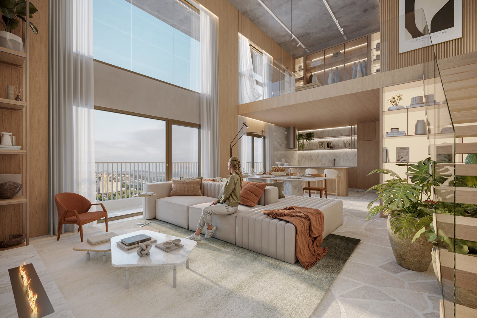 Planta e ambiente do Loft Urbi Studios em Maringá