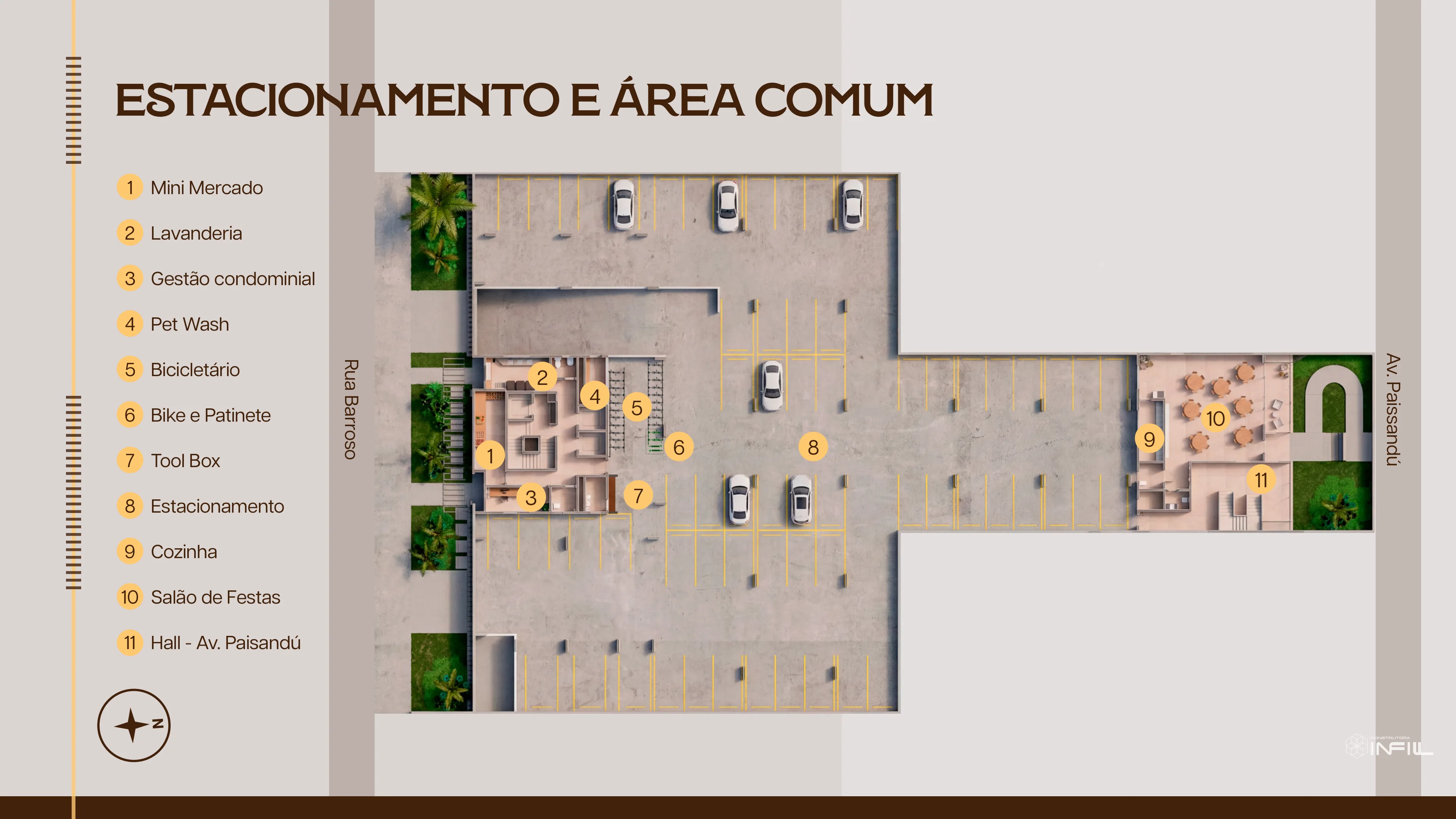 Mapa das áreas de lazer do Villa Felicità