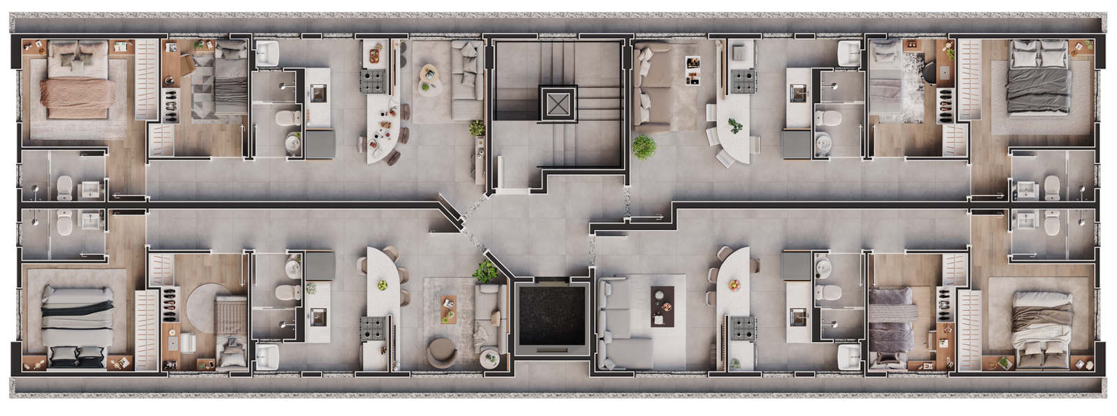 Planta D do Yaos com 52m² e layout funcional